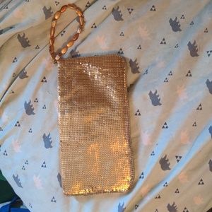 Guess Gold Tone Wrist Bag Shiney Gold